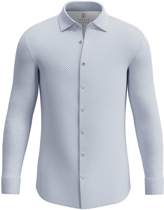 Desoto - Overhemd Kent Print Lichtblauw - Heren - Maat S - Slim-fit