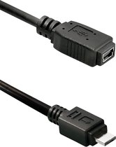 Powteq - micro USB naar mini USB female kabel - USB 2.0 - Zwart - 20 cm