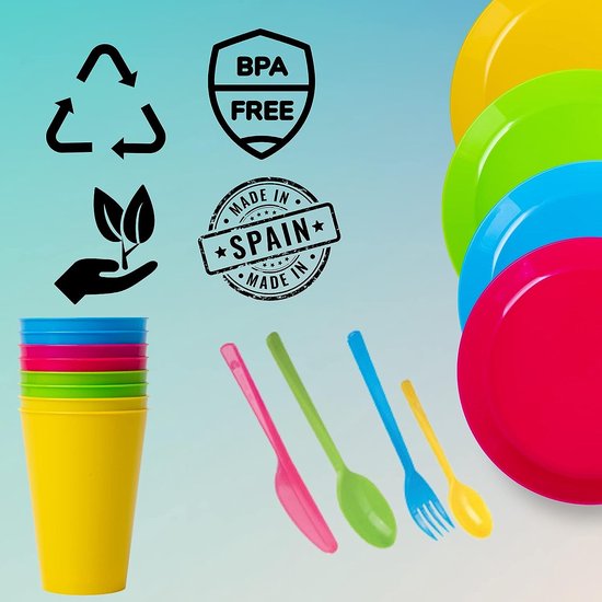 6 Verres En Plastique Réutilisables 300ml - 6 Couleurs - Micro-ondes Et Lave-vaisselle