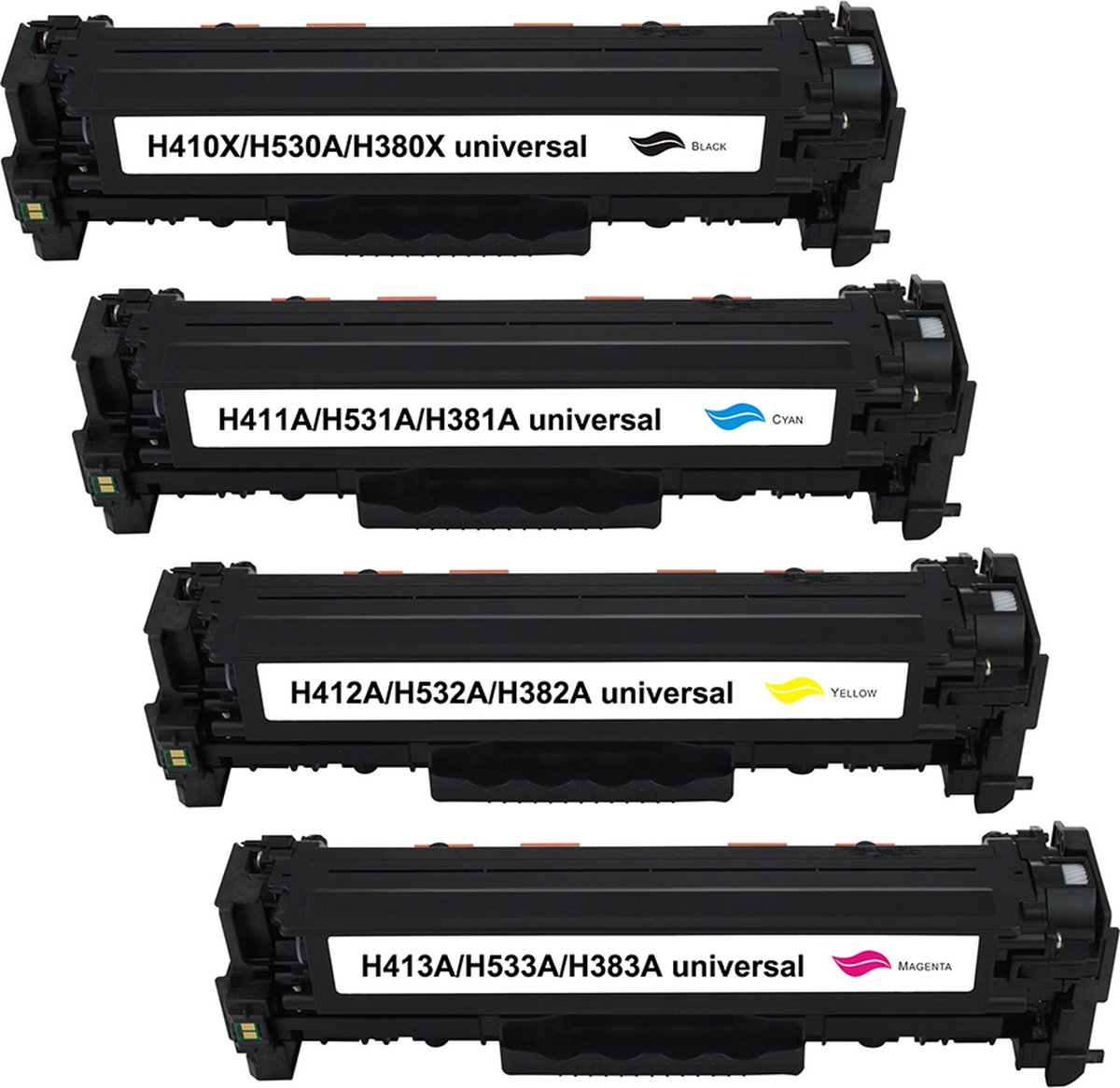 MediaHolland - Huismerk Toners 305X, 305A CE410X, CE411A, CE412A en CE413A geschikt voor HP Laserjet Printers - Zwart, Cyaan, Magenta en Geel - Toners Cartridges - Zwart: 4000 Pagina's & Kleur: 2600 Pagina's