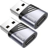 AdroitGoods 2x USB-A naar USB-C Adapter - USB 3.1 - Converter - Aluminium Grijs