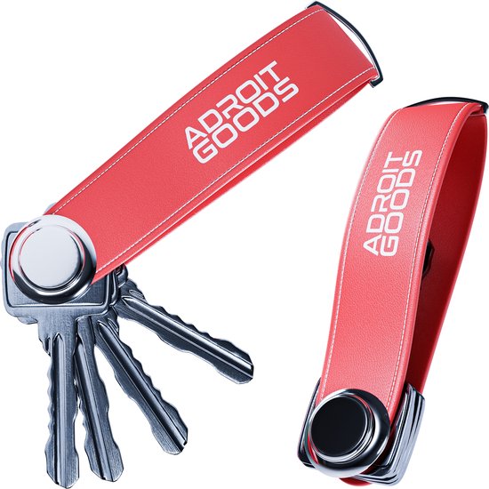 AdroitGoods Sleutel Organizer Sleutelhouder - Key Organizer - Keychain Multitool Sleutelhanger - Sleuteletui 2 tot 7 Sleutels - Leer - Rood