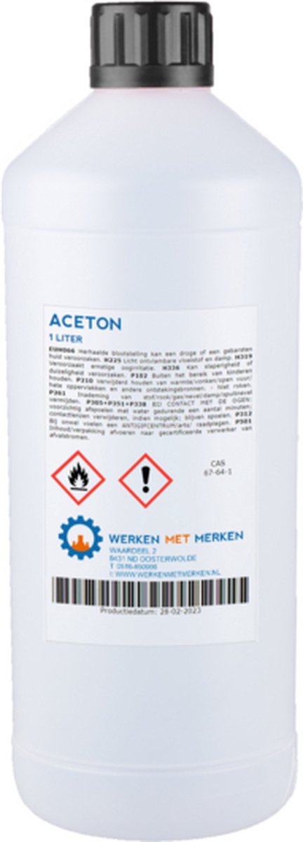 Aceton - Fles, 1 liter - Nagellakremover - Werken met Merken