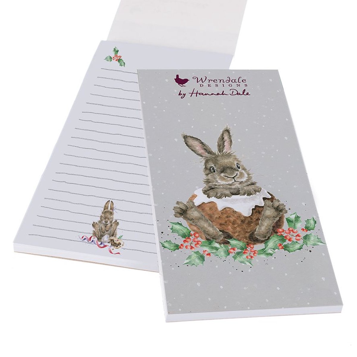 Wrendale Magnetic Shopping Pad - 'Little Pudding' Rabbit - Magnetisch Boodschappenblokje - Kerst - Boodschappenlijstje