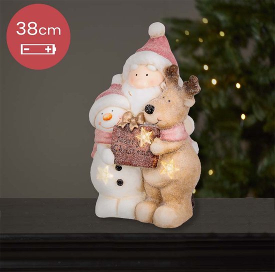 Père-Noël lumineux avec lanterne 35 LEDs rouge et blanc