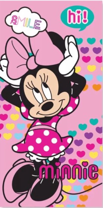 Minnie Mouse Strandlaken - Badlaken - Hearts - Sneldrogend - 70x137 cm - Handdoek