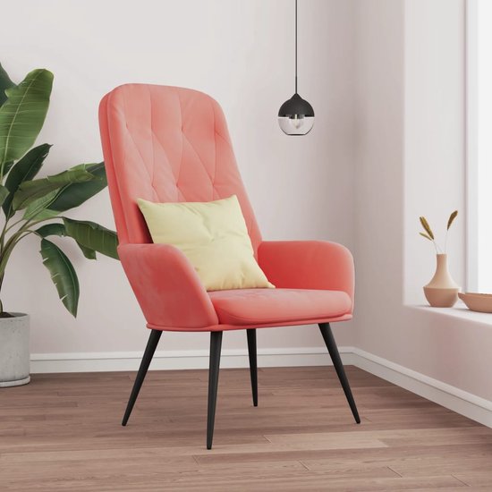 The Living Store Relaxstoel Fluwelen Roze - 70 x 77 x 98 cm - trendy ontwerp