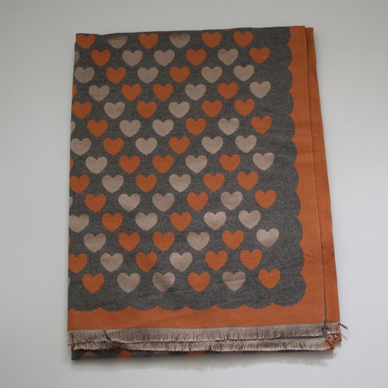 Bijoutheek Sjaal (Fashion) Hartjes patroon (190cm x 65cm) Grijs
