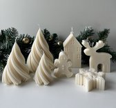 MinaCasa - Luxe Christmas Candle town kaarsenset Large - 7 delig - wit - Kerst - Decoratie - Winter - Cadeau