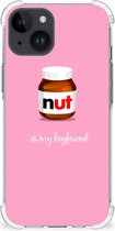 Silicone Hoesje Geschikt voor iPhone 15 Plus Telefoonhoesje met doorzichtige rand Nut Boyfriend
