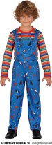 Guirca - Chucky & Child's Play Kostuum - Niet Zo Leuk Om Mee Te Spelen Pop Kind Kostuum - Blauw - 7 - 9 jaar - Halloween - Verkleedkleding