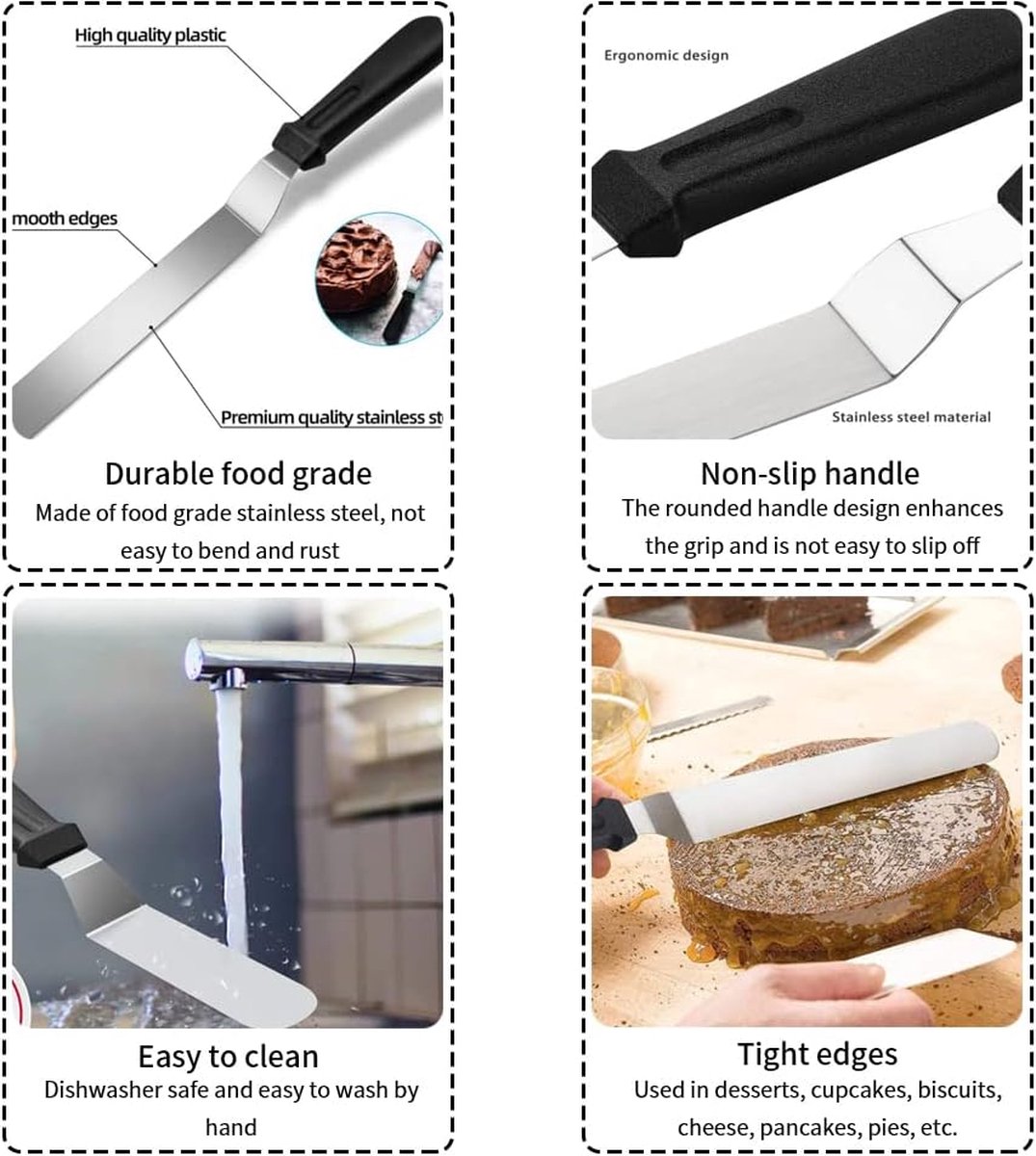 Set De 3 Spatules à Glaçage En Acier Inoxydable - Mini Spatules Pour Décorer Gâteaux, Crème, Pâtisserie