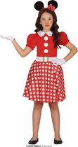 Guirca - Mickey & Minnie Mouse Kostuum - Minnie De Vriendin Van Mickey Mouse - Meisje - Rood - 5 - 6 jaar - Carnavalskleding - Verkleedkleding