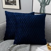 Kussenslopen set fluwelen zachte decoratieve kussens voor sofa slaapkamer 45 cm x 45 cm set van 2 voor bank, bed, bank, stoel, slaapkamer en woonkamer, marineblauw