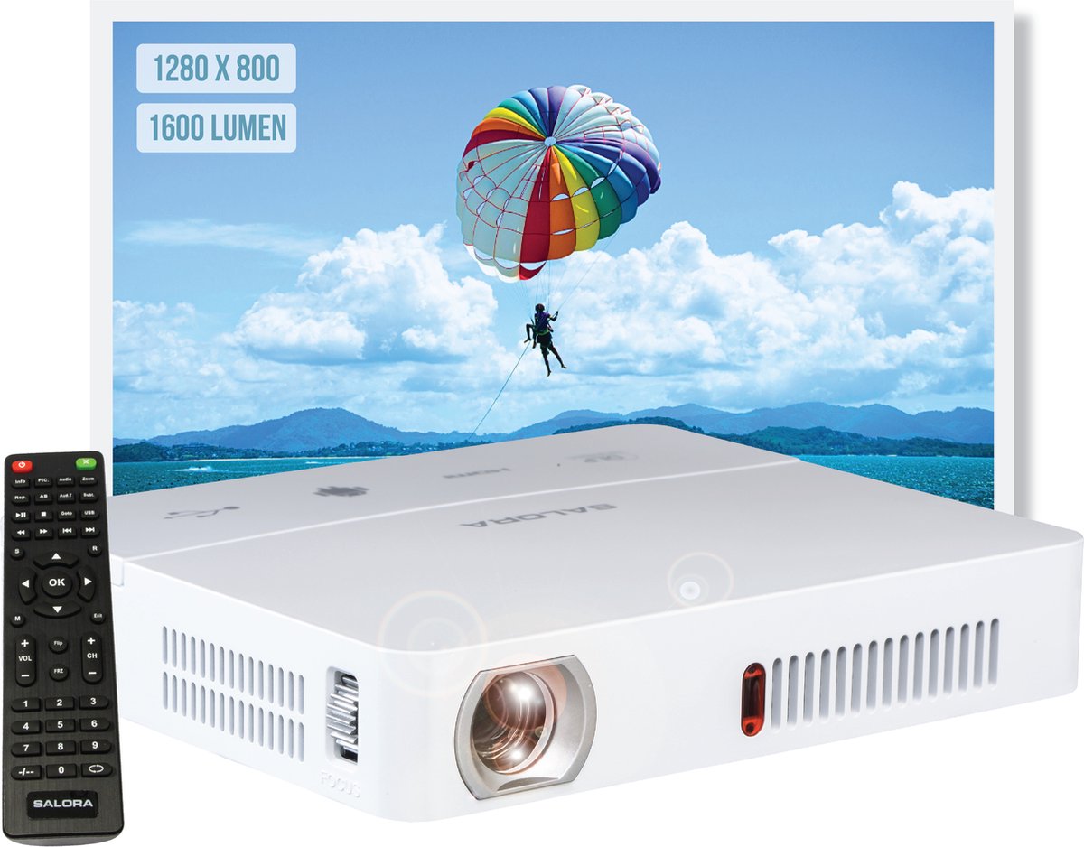 Salora DBS350 - Beamer - Mini beamer - Projector - Accu - Android - Bluetooth - Wifi - Salora