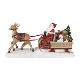 HAES DECO - Kerstman deco Figuur - Formaat 41x11x19 cm - Kleur Rood - Materiaal Polyresin - Kerst Figuur, Kerstdecoratie