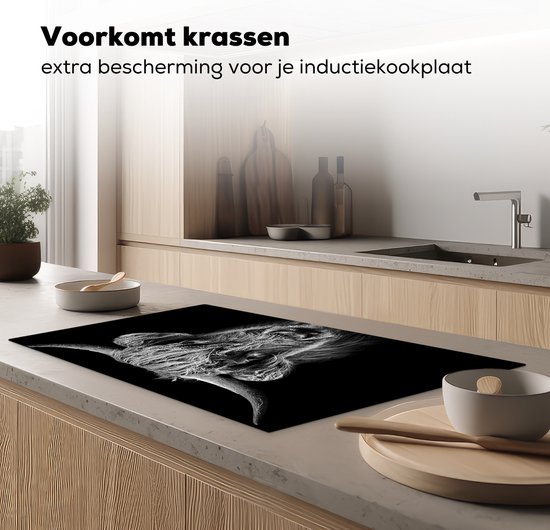 KitchenYeah® Inductie beschermer 91.6x52.7 cm - Schotse hooglander - Zwart - Koe - Dieren - Kookplaataccessoires - Afdekplaat voor kookplaat - Inductiebeschermer - Inductiemat - Inductieplaat mat