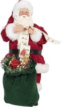 HAES DECO - Kerstman deco Figuur - Formaat 17x13x28 cm - Collectie: Who is Santa - Kleur Rood - Materiaal Textiel op kunststof - Kerst Figuur, Kerstdecoratie