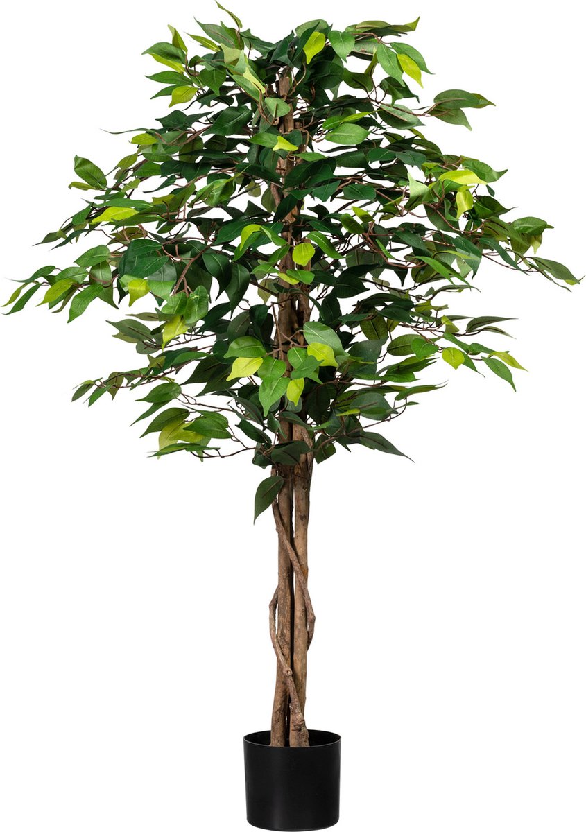 Kopu Kunstplant Ficus 120 cm in pot - 630 bladeren met Natuurstam Groen