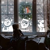 Kerst - Drieluik - Raamstickers - 1 set van 3 stuks - Kerstman - Sneeuwpop - Eland - Raam Stickers - Sneeuwvlokjes - Elektrostatische Muursticker - Kerstversiering - Nieuwjaar - 2024