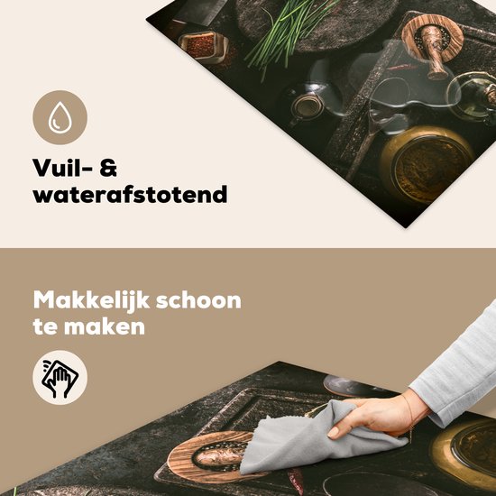 Inductie beschermer 78x52 cm - Kruiden - Stilleven - Kookplaataccessoires - Afdekplaat voor kookplaat - Anti slip mat - Keuken decoratie inductieplaat industrieel - Inductiebeschermer - Inductiemat - Beschermmat voor fornuis