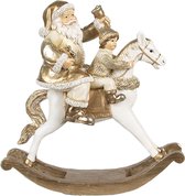 HAES DECO - Figurine déco Père Noël - Taille 21x8x21 cm - Couleur Or - Matière Polyrésine - Figurine de Noël , Décoration de Noël