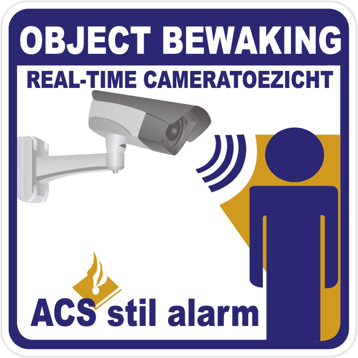 Object Bewakingsticker Sticker - 6 x 6 cm - Set van 3 Stickers