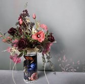 Seta Fiori - Prachtig diep donker rood boeket - Zijden Bloemen Kunstboeket - Kunstbloemen - Boeket voor Binnen -