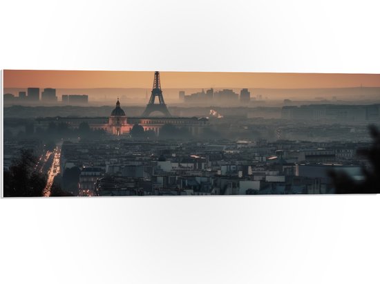 PVC Schuimplaat- Eiffeltoren - Parijs - Stad - Gebouw - 90x30 cm Foto op PVC Schuimplaat