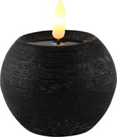Magic Flame LED kaars/bolkaars - rond - zwart - D8 x H7,5 cm