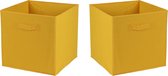 Urban Living Opbergmand/kastmand Square Box - 2x - karton/kunststof - 29 liter - oker geel - 31 x 31 x 31 cm - Vakkenkast manden