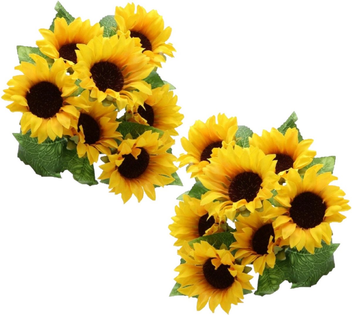 Chaks Zonnebloemen kunstbloemen boeket - 12x - geel - H34 cm