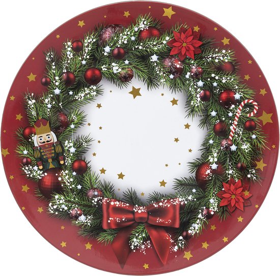 Sets de table de Noël - ronds - 33 cm - 1x pièce - avec imprimé couronne de Noël
