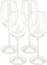 Excellent Houseware Wijnglas - 4x - transparant - kunststof - 330 ml