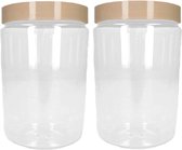 PlasticForte Voorraadpot/bewaarpot - 2x - 375 ml - kunststof - beige - B7 x H12 cm