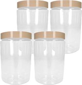 PlasticForte Voorraadpot/bewaarpot - 4x - 1.25L - kunststof - beige - B10 x H20 cm