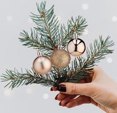 Krist+ Mini kerstballen - 20x stuks - champagne - kunststof - 3 cm - mat/glitter/glans