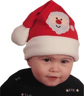 Baby kerstmuts - rood met kerstman - polyester - voor baby/peuter 12-24 maanden