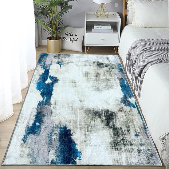 Tapis Shaggy à Poils Longs - 80x160 Cm, Gris, Lavable En Machine, Antidérapant, Pour Salon Et Chambre