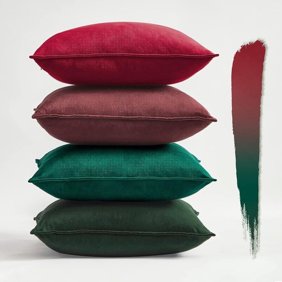 Coussin de Noël, taie d'oreiller 40 x 40 cm, vert et rouge, lot de 4 taies d 'oreiller... | bol.com
