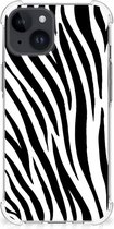 Hoesje Geschikt voor iPhone 15 GSM Hoesje met doorzichtige rand Zebra