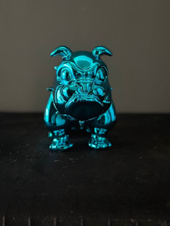 Goodyz- Engelse Bulldog -beeldje - 15cm hoog - Glanzend hoogglans Blauw
