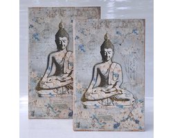Denza- Opberg box Buddha carte postale BKC108L2600 boekendoos - opbergdoos - decoratie - vintage - deco - decoratieve boeken - doos boek - kasboek - dozen - kluizen boek - kist - decoratief
