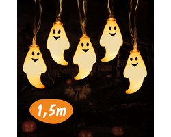Halloween Lichtsnoer - 1,5M - 10 Spookjes Lampjes - Halloween Decoratie Licht - Verlichting - Versiering - Lampjes Slinger - Led Lights