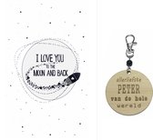 Sleutelhanger en kaartje liefste Peter | zwart | to the moon and back | peter | jij bent de liefste | liefste peter | coolste peter | peter vragen | peter worden | cadeau