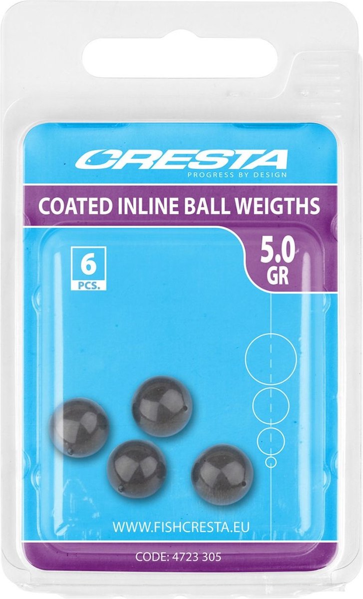 Cresta Coated Inline Ball Weight (5 pcs) - Maat : 7.0g
