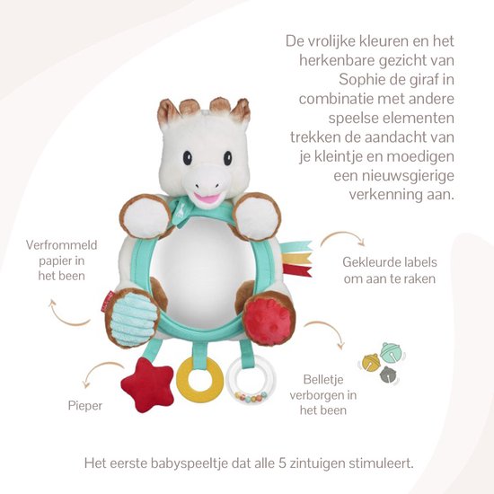 Sophie de giraf Activiteitenspiegel - Knuffel - Baby speelgoed - Kraamcadeau - Babyshower cadeau - Vanaf 0 maanden - 30 x 28 x 9 cm van Sophie de Giraf. — afbeelding 4