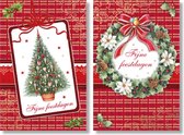 MGPcards - 2 doosjes à 10 Luxe dubbele wenskaarten - Kerst/Feestdagen - Foliebewerking - Witte envelop - 10.5 x 16 cm - 2 Motieven per doosje