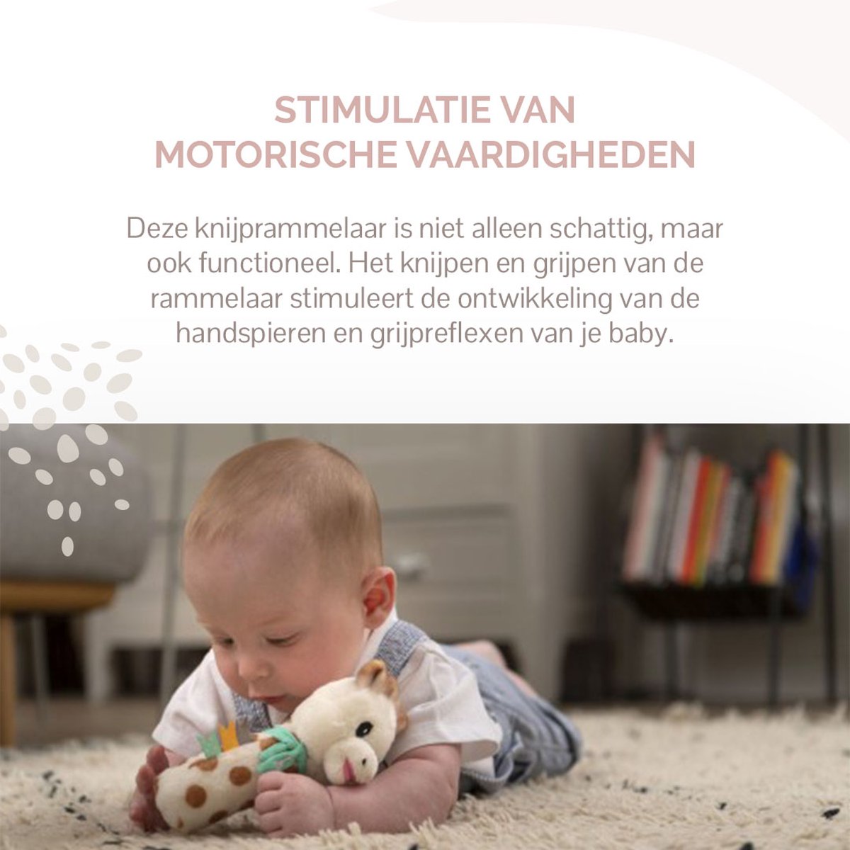 Sophie de giraf Knijprammelaar - Rammelaar - Baby speelgoed - Kraamcadeau - Babyshower cadeau - Vanaf 3 maanden - Pluche - 16x6x6.5 cm - Wit/Bruin/Turquoise — afbeelding 2