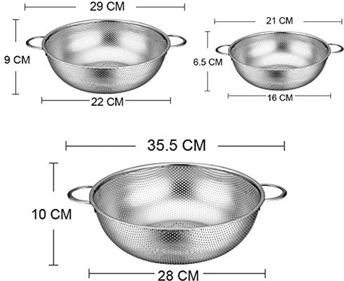 Drwosm 3 PCS Passoire Cuisine en Acier InoxydableTamis Micro Perforée  Passoire Passoire Cuisine Egouttoir Pates Perforée Avec Poignée Passoire en